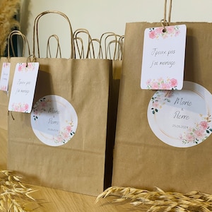 Sac cadeau à personnaliser (dégressif), kraft ou blanc, pour anniversaire, mariage, baptême...