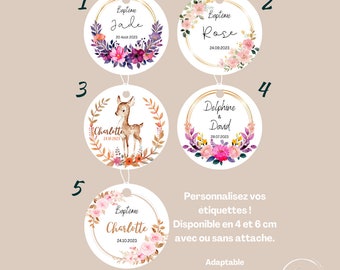 Lot d'Etiquettes perforées, avec ou sans attache, pour mariage, baptême, anniversaire, naissance, evjf, communion...