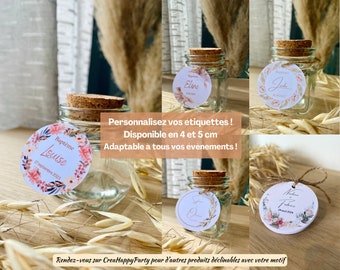 Lot d'Etiquettes perforées, pour mariage, baptême, anniversaire, naissance, evjf, communion...