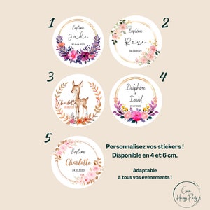 Set of Stickers to personalize 4 cm and 6 cm, for wedding, baptism, birthday, birth, bachelorette party, communion...