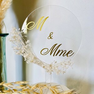Personalized cake topper for wedding or any other event - acrylic and dried flowers