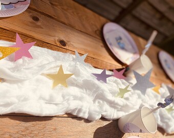 Star and unicorn table runner for birthdays, baptisms...