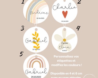 Lot d'Etiquettes perforées, avec ou sans attache, pour mariage, baptême, anniversaire, naissance, evjf, communion...