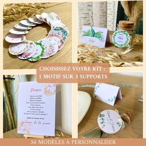 Kit étiquettes personnalisées, menus, marque-place : anniversaire, mariage, baptême..
