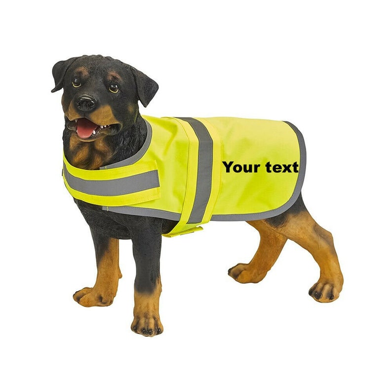 Buy Personalised Yellow High Vis Dog Coat Custom Printed Hi Viz Online