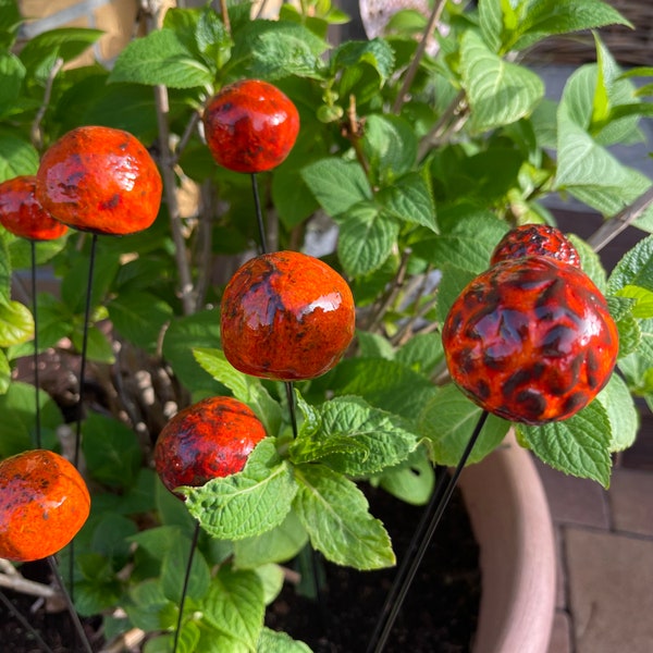 bunte Keramik Gartenstecker für Beete und Blumentöpfe, Keramikstecker Garten, Keramikblume, Geschenke für Freunde, Beetstecker Keramik Mohn