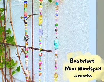 DIY Mini Windspiel Bastelset "kreativ" – Kreatives Set mit Treibholz & Perlen, Geschenk für Erwachsene, Windspiel selber machen