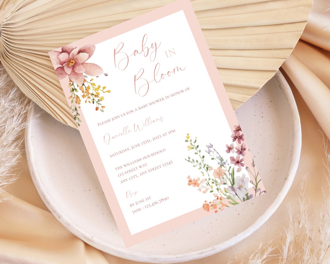 Spring Invitations Bloom Baby in Bloom Baby Shower Invitation Spring Floral Baby - Etsy