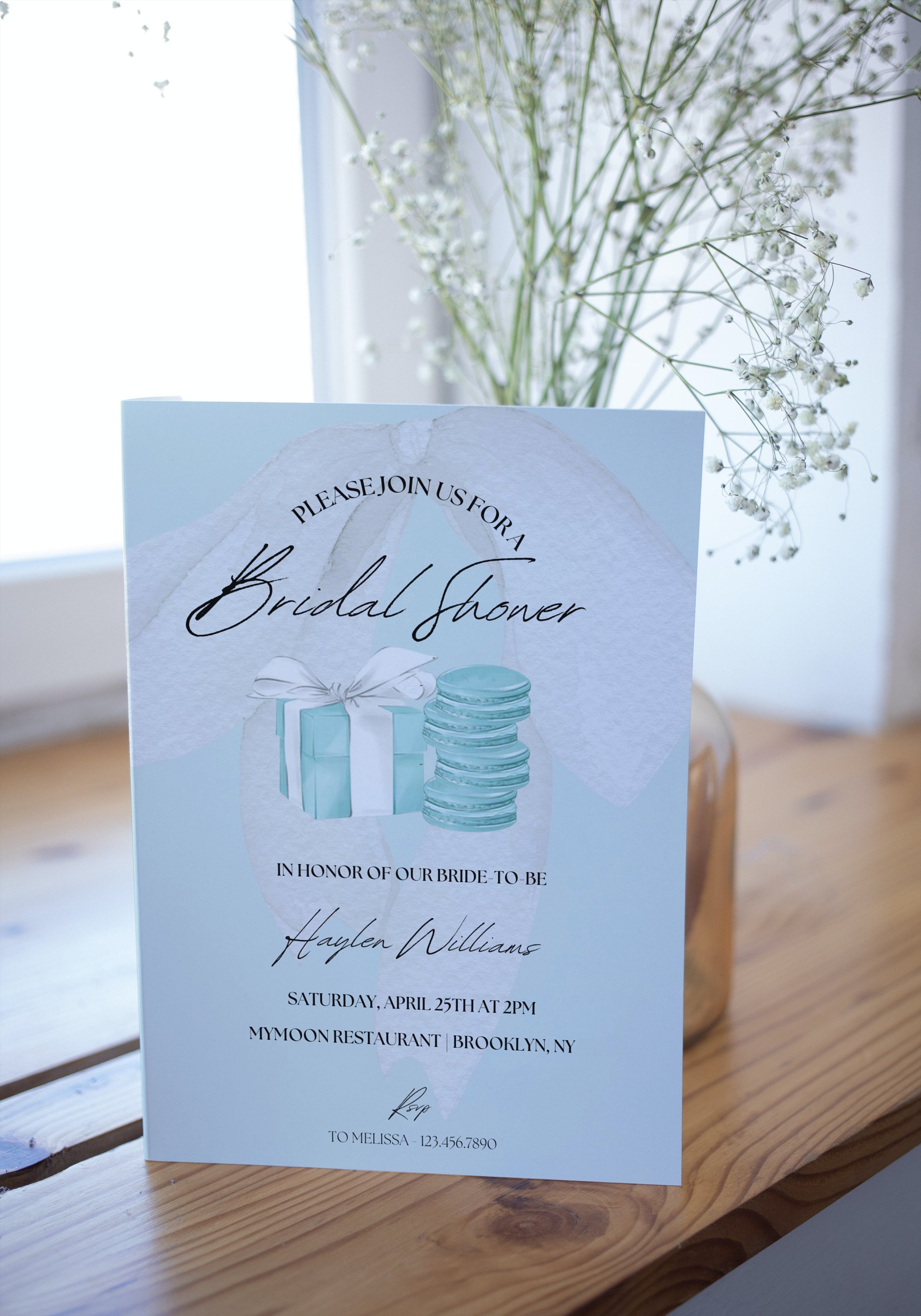 Tiffany Blue Inspired Bridal Shower Bundle Invitation, Menu,