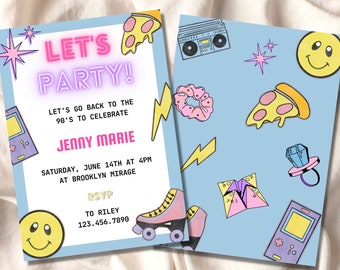 Throwback 90's/00's Party Invitation | Customizable Template | Instant Digital Download [5x7 Digital Print and Evite]