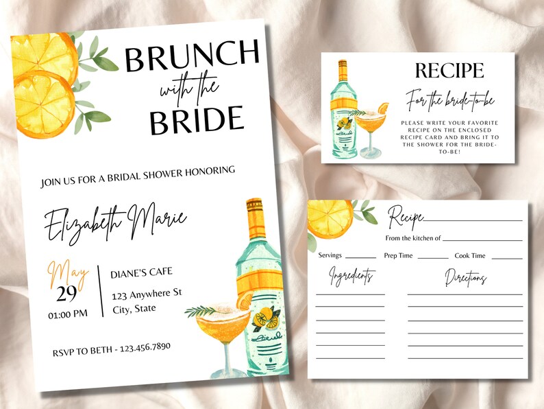 Aperol Spritz Bridal Shower Invitation Suite digital Print Etsy