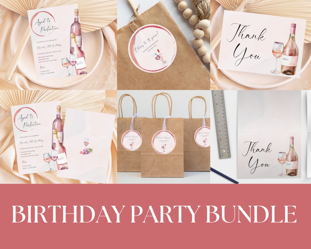 Winery Birthday Party Bundle Wine Vineyard Birthday Party Invitation