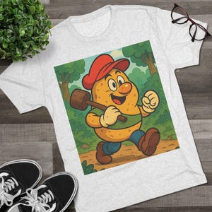 Camiseta de patata con dibujos animados: divertida camiseta gráfica para amantes de la comida, regalo para niños, ropa informal, estilo divertido, regalo de cumpleaños