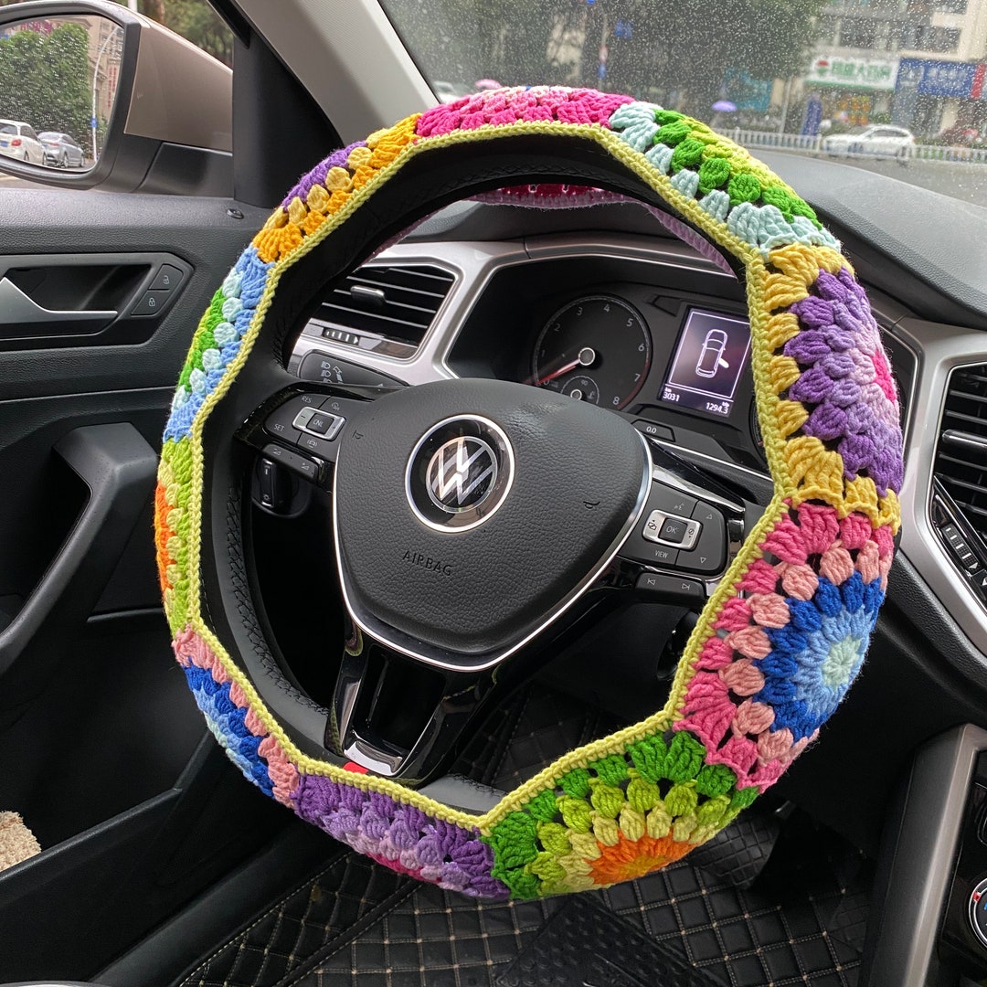 Colorful Crochet Steering Wheel Coverssteering Wheel Covers Etsy