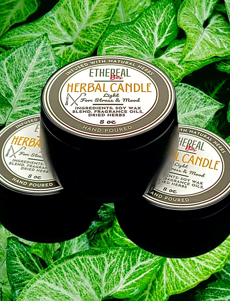 Ethereal Herbal Candle SCENTED HAND POURED Infused Reusable Healing