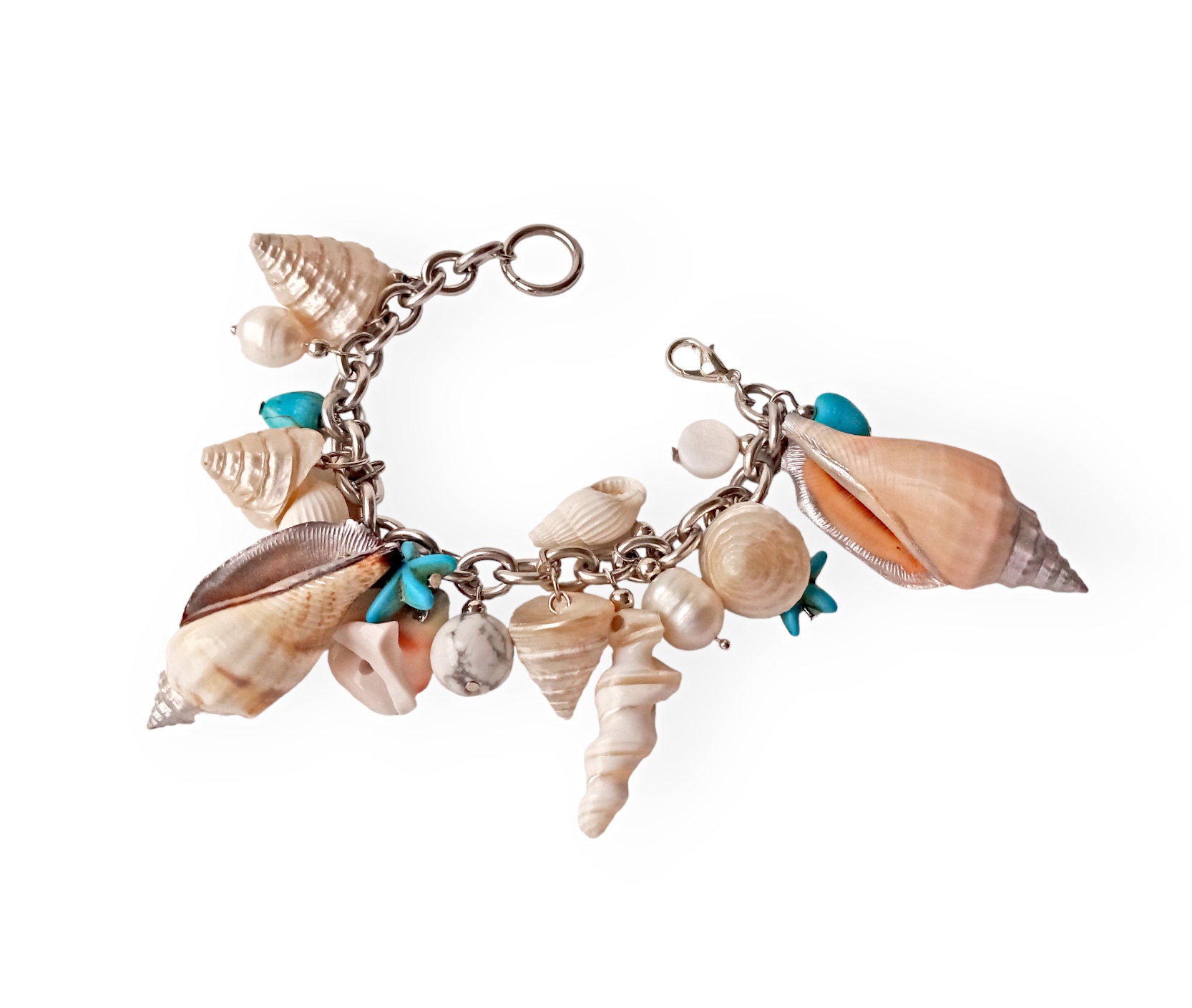 Shells and Clam Bracelet, Natural Seashell Jewelry, Mermaid Boho Bridal ...