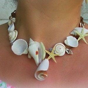 Seashell necklace, mermaid accessories, beach wedding necklace, nautical wedding, natural jewelry.