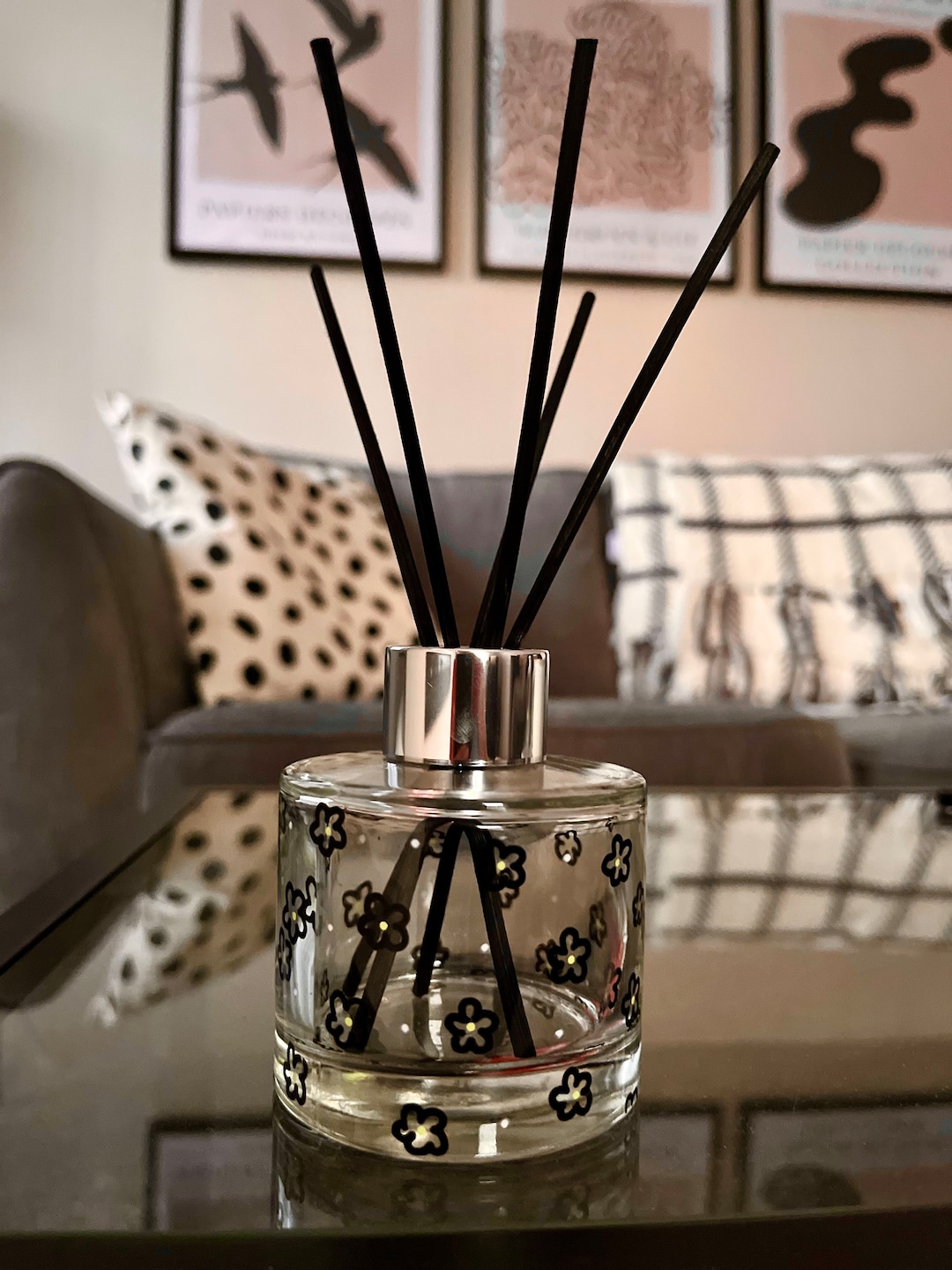 Patterned Reed Diffuser Hand Painted Reed Diffuser With Choice of Fragrance Oil and Reeds. Cute ...