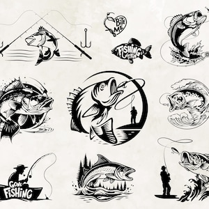 Fischer fängt Fisch SVG, EPS, PNG, pdf | Angeln geschnitten Datei | Schnittdatei | Cricut | Clipart | Witziges Fischen | Vatertag | Sofort Download