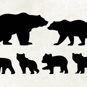 Svg maman ours | Famille ours Svg | Svg bébé ours | Ours noir | Silhouette de papa ours | Maman ours png| Corps d'ours Svg | Fichier Cricut Ours