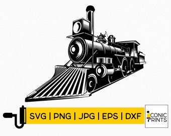 Train Svg | Steam Engine Svg | Train Clipart | Train png | Travel Svg | Fichier coupé pour Cricut | Silhouette | PNG Eps Dxf | Téléchargement instantané