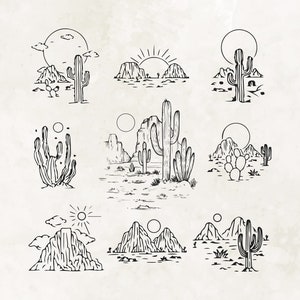 Pacote SVG de cena de cacto | Paisagem do deserto Svg| Dxf| PNG| JPG| Deserto de Cactos Svg| Arizona Svg| Suculenta Svg| SVG Ocidental| Download instantâneo