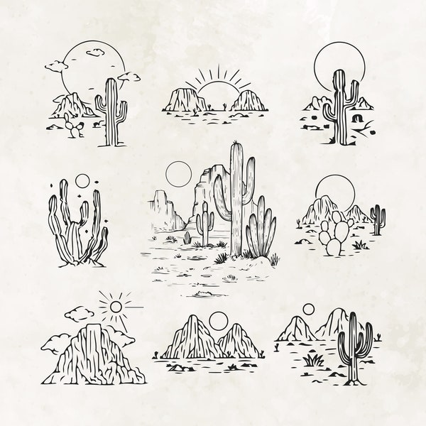 Cactus Scene Svg Bundle| Desert landscape Svg| Dxf| Png| Jpg| Cactus Desert Svg| Arizona Svg| Succulent Svg| Western Svg| Instant Download