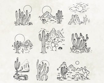 Pacchetto Svg di scene di cactus/ Paesaggio desertico Svg/ Dxf/ Png/ Jpg/ Deserto di cactus Svg/ Arizona Svg/ Succulenta Svg/ Western Svg/ Download istantaneo
