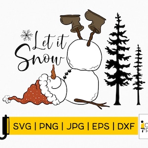 Lass es Schnee schneiden | Weihnachtsbaum zwar | Schneeflocke | Schneemann Gesicht | Weihnachtssvg | Winter Clipart | Cricut Silhouette | Png Eps Dxf