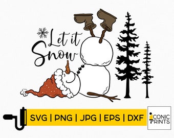 Let It Snow Svg | Christmas Tree Svg | Snowflake Svg | Snowman Face Svg | Christmas Svg | Winter Clipart | Cricut Silhouette | Png Eps Dxf