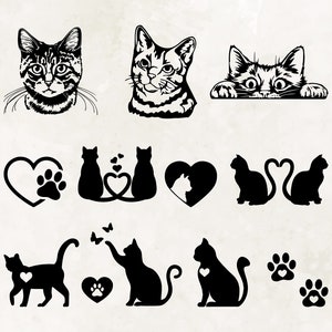 Silhueta de gato| Gato SVG | Cabeça de gato SVG| Cara de gato SVG| Arquivos de corte de gato | Design de gato | Gatinho Svg| Vetor de gato | Silhueta de animal de estimação| Download instantâneo