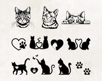 Cat Silhouette| Cat SVG| Cat Head SVG| Cat Face SVG| Cat Cut Files| Cat Design| Kitten Svg| Cat Vector| Pet Silhouette| Instant Download