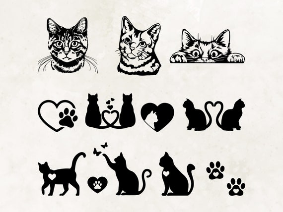 Cat Silhouette| Cat SVG| Cat Head SVG| Cat Face SVG| Cat Cut Files| Cat Design| Kitten Svg| Cat Vector| Pet Silhouette| Instant Download