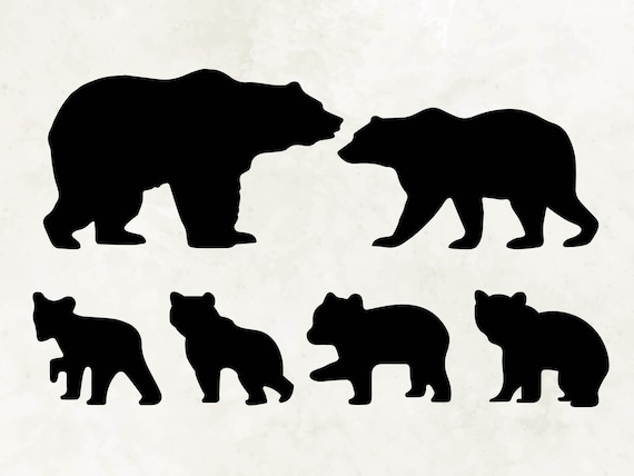 Mama Bear Svg| Papa Bear Svg| Baby Bear Svg| Black Bear Svg| Family Bear Silhouette Svg| Mama Bear Png| Bear Body Svg| Bear Cricut File