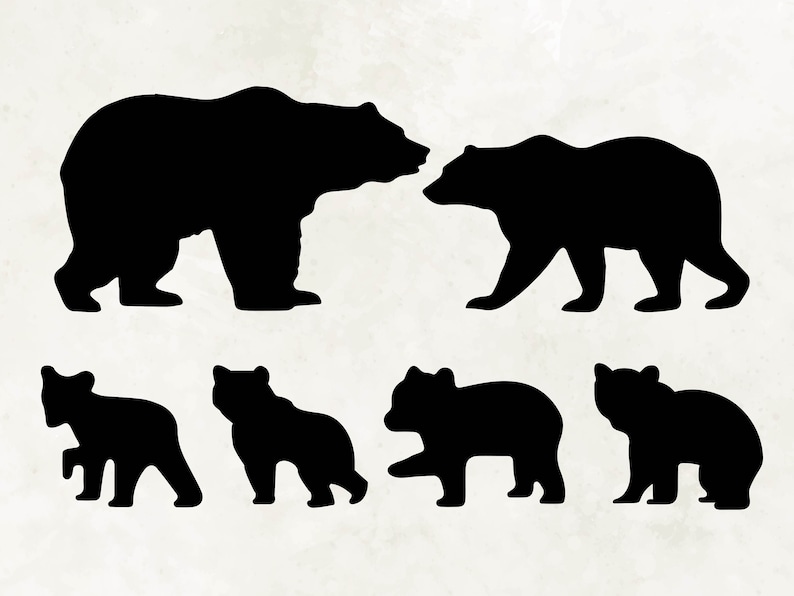 Mama Bear Svg| Papa Bear Svg| Baby Bear Svg| Black Bear Svg| Family Bear Silhouette Svg| Mama Bear Png| Bear Body Svg| Bear Cricut File image 1