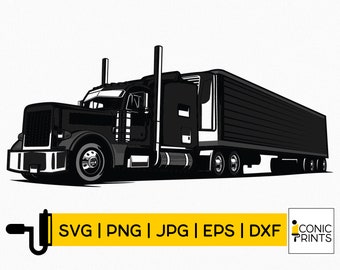 Semi-remorque Svg | Chauffeur de camion Svg| Camionneur Svg| US Truck Svg | Fichiers SVG pour cricut | Svg , Png , Dxf , Eps | Silhouette | Fichier de découpe au laser