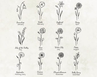 BirthMonth Svg Bundle | Flower Bouquet Svg | Birth Flower Svg | Floral svg | Botanical svg | Birthday svg| Instant Download