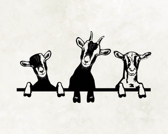 Svg Сurious funny goat, billy goat, ibex, animal, head with hoof, farm livestock, pet, clipart, vector, download, cricut, png, dxf