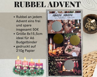 Rubbelchallenge Advent | A6 | Umschlagmethode | Budgetplaner | Sparen mit Spaß