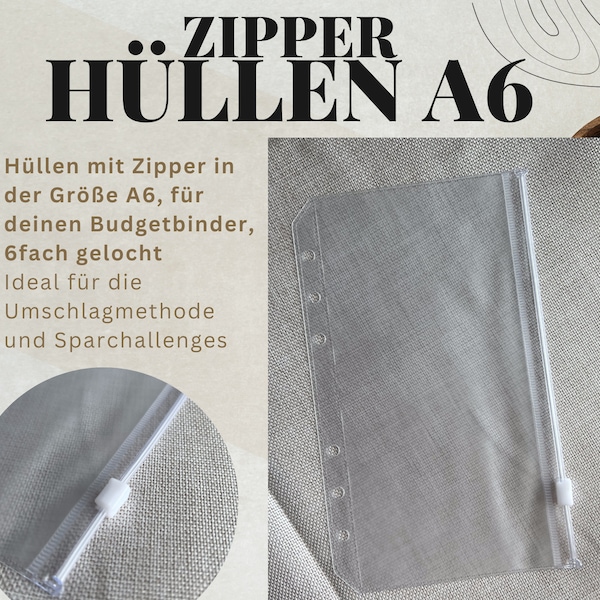 Hüllen mit Zipper | A6 | Budgetbinder | Umschlagmethode | Sparen mit Spaß