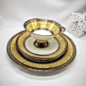 Vintage Charm: German-Made Porcelain Tea-Coffee Cup and Dessert Plate Set - A Must-Have for Collectors!
