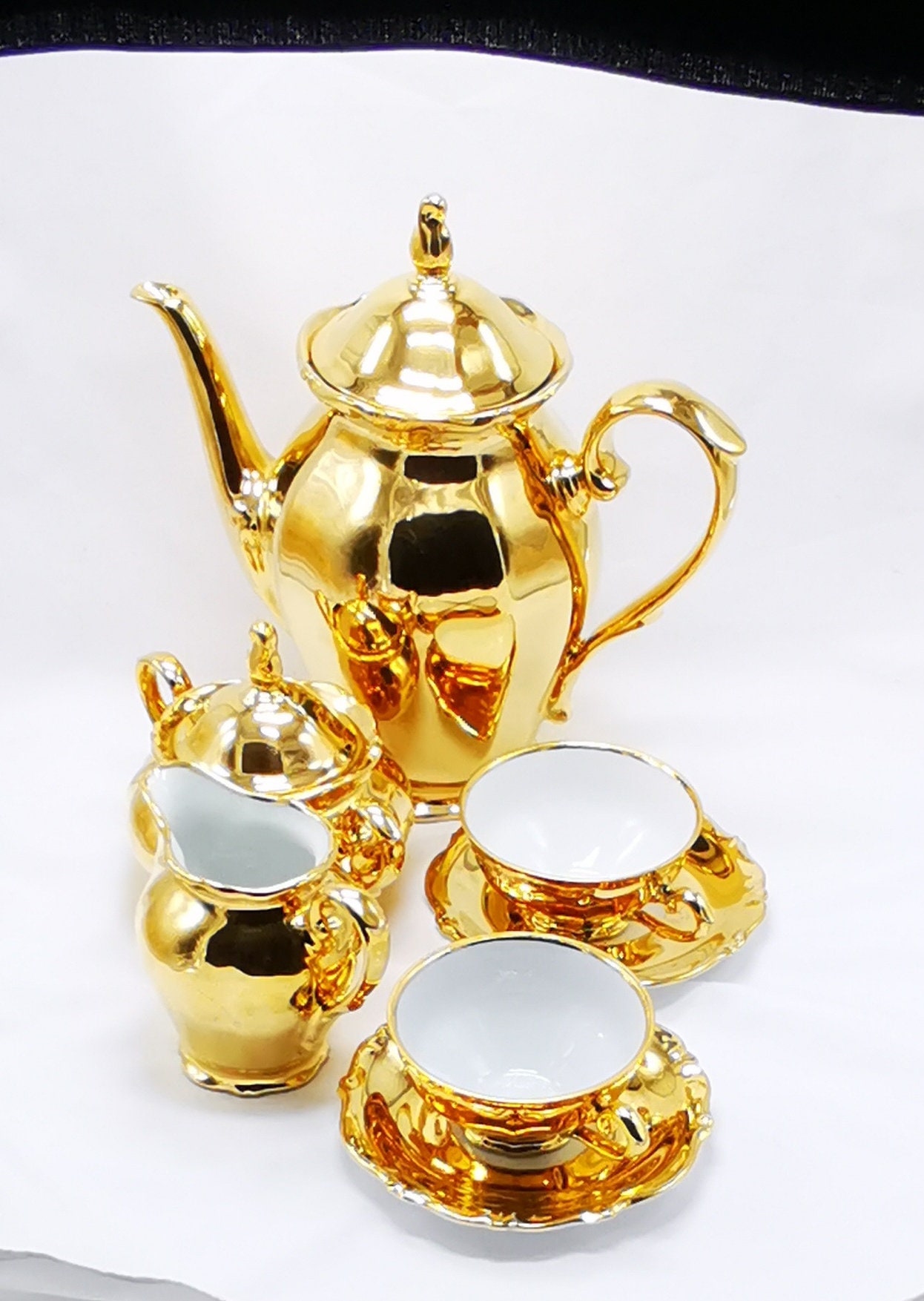 Bavarian Vintage Porcelain Tea and Coffee Set With Gold Gilding - Etsy
