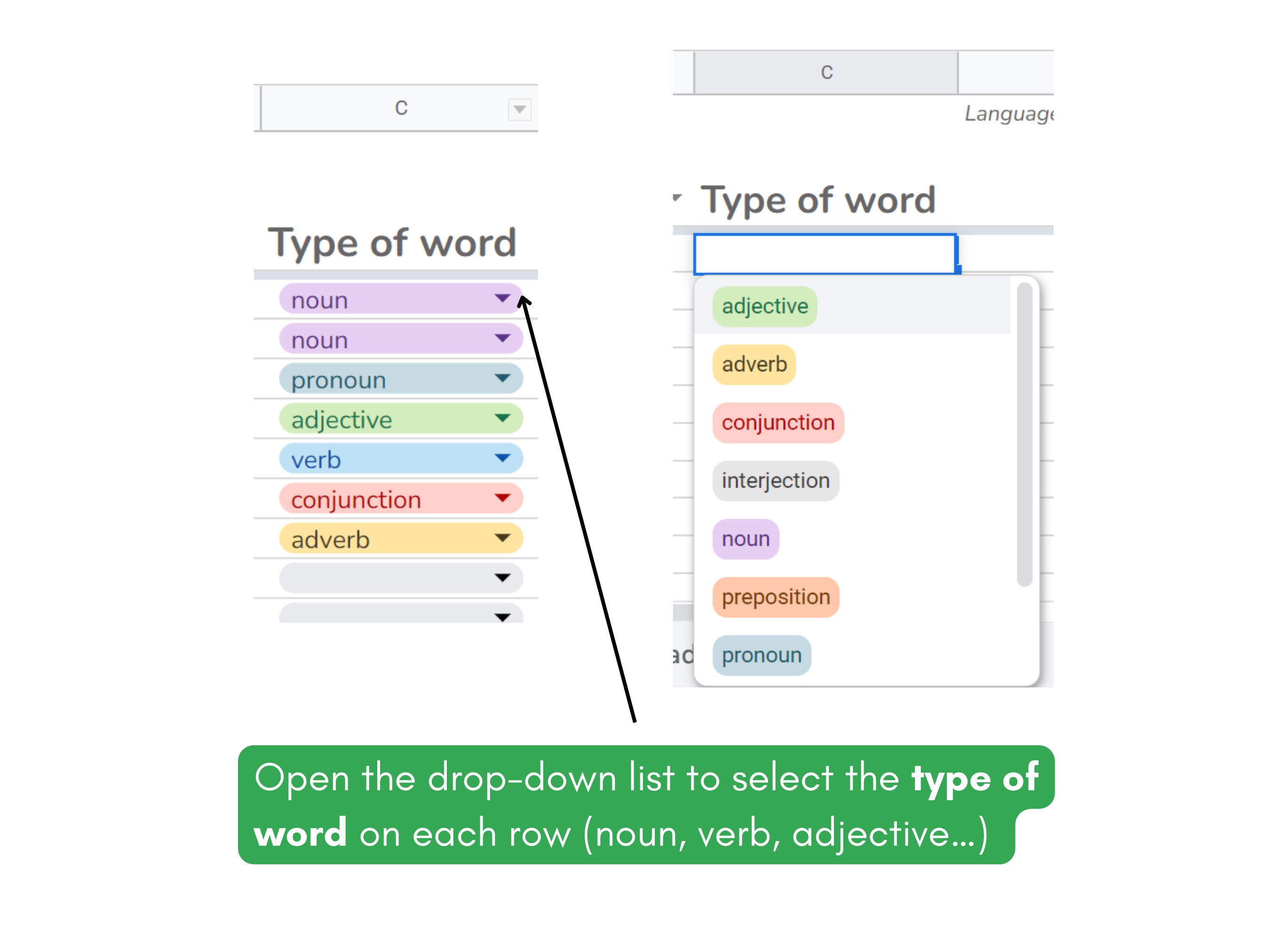 Vocabulary List Spreadsheet Template to Help You to Reach Your Language