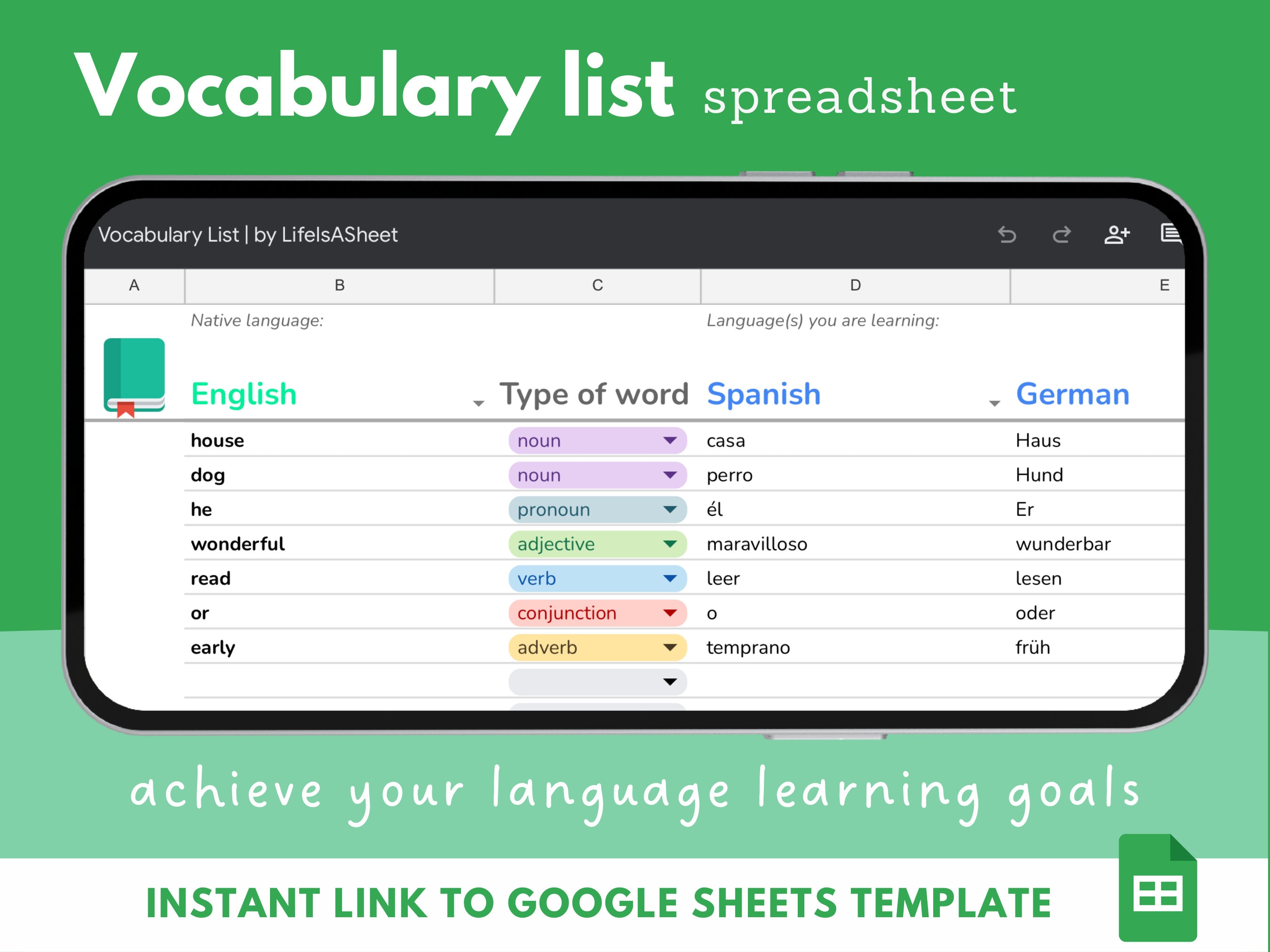 Vocabulary List Spreadsheet Template to Help You to Reach Your Language Vocabulary List Spreadsheet Template to Help You to Reach Your Language