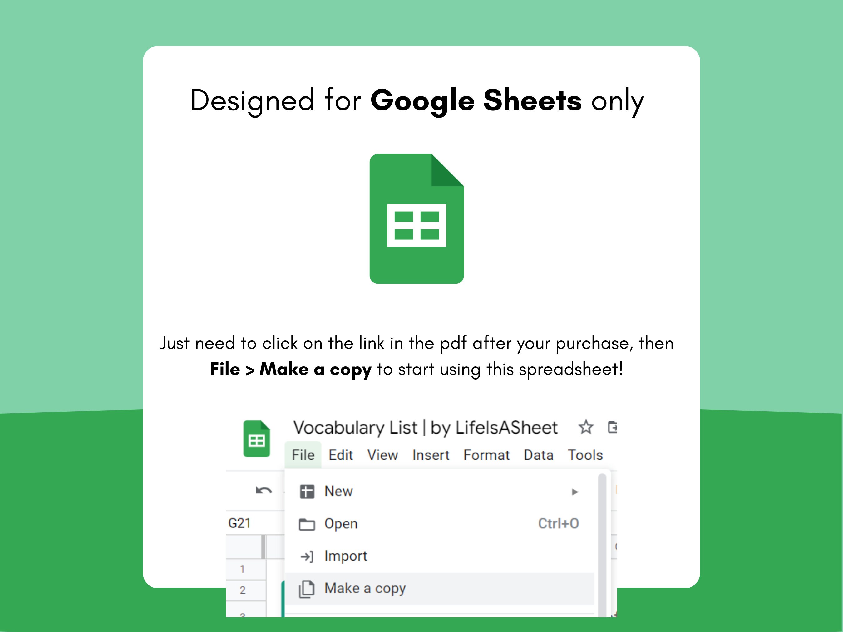 Vocabulary List Spreadsheet Template to Help You to Reach Your Etsy