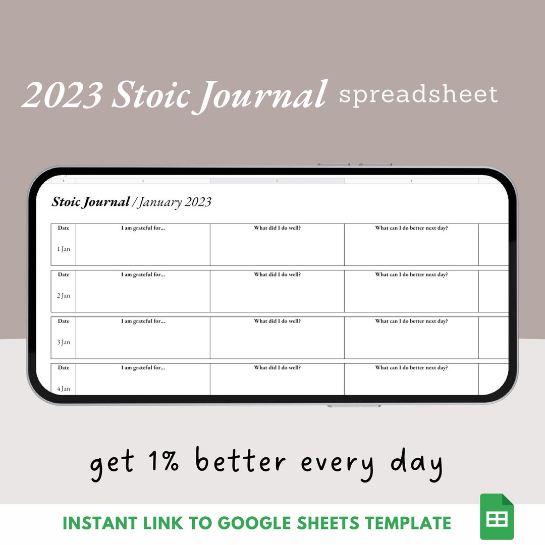 2023 Stoic Journal Spreadsheet Template for Daily Meditation Etsy 2023 Stoic Journal Spreadsheet Template for Daily Meditation Etsy