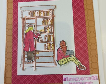 Carte scrapée "#au fil des pages"