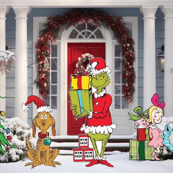 Grinch Christmas cutouts | Whoville | Dr Seuss Decorations | Yard Signs |