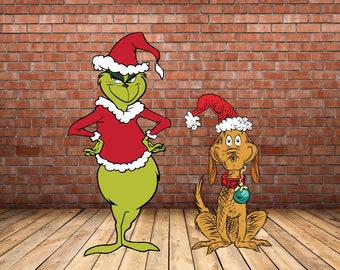 Recortes navideños de Grinch / Whoville / Decoraciones del Dr. Seuss / Letreros de jardín / NO incluye soportes