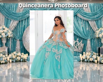 Tablero de fotos de quinceañera, fondo de fotos de quince personalizado, decoración de letrero de cumpleaños personalizado